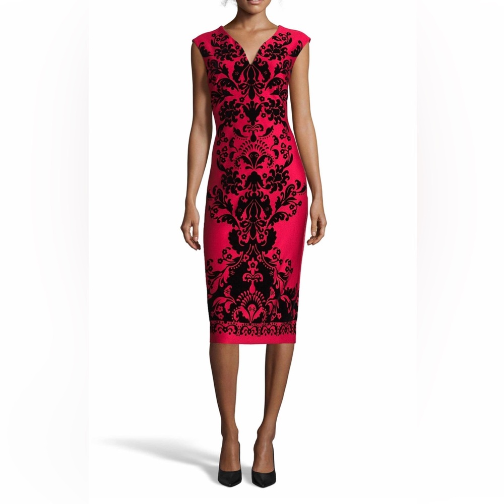 Flocked, V-Neck, Scuba Knit Dress from Nordstrom